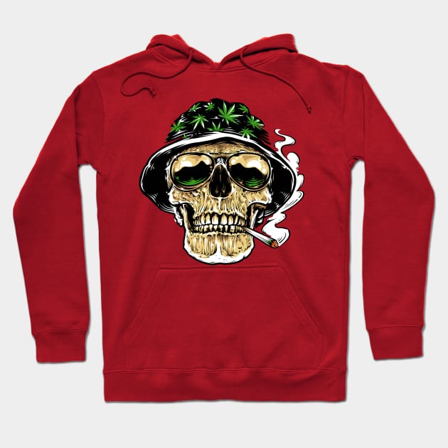 Skull Smoking Joint Hoodie by CryptoTextile